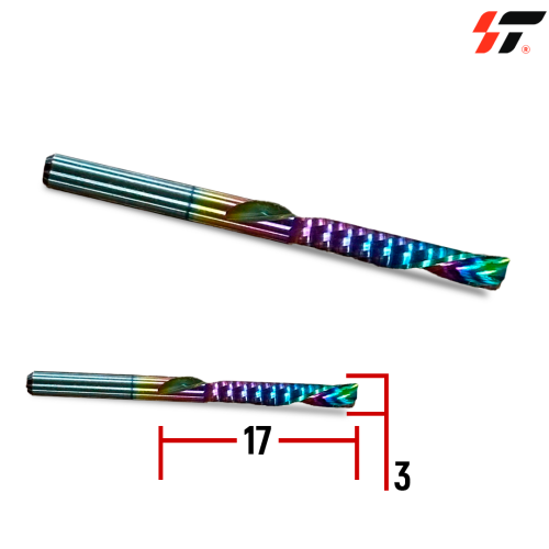 Фреза 1-х заходная (3,17) стружка вниз (Цветная)