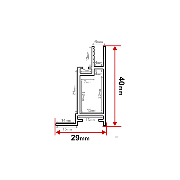 Профиль алюминевый 4см для ткани 6м (KB-04D)