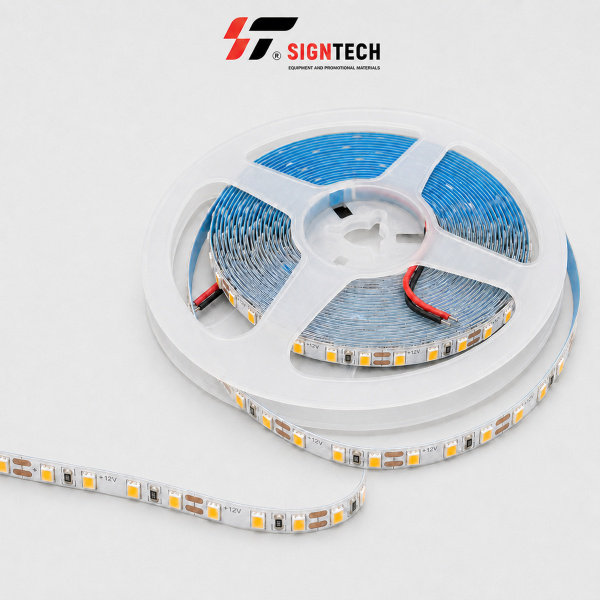 Лента светодиодная Белая (теплая)-5мм-120D-9.6w/м-12v-3000k (5м/рулон)