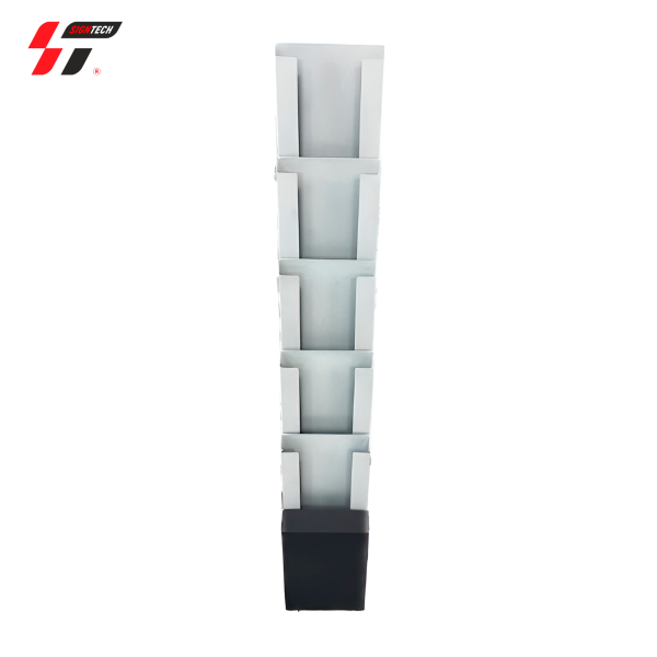 Буклетница А4 прямая металическая серая