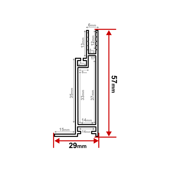 Профиль алюминиевый 6см для ткани 6м (КВ-06K) 